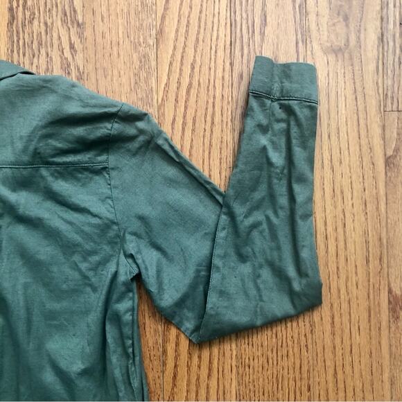 H&M Olive Green Utility Shirt Cotton Long Sleeves Dress Girl’s Size 18 (XXL) - Picture 3 of 7
